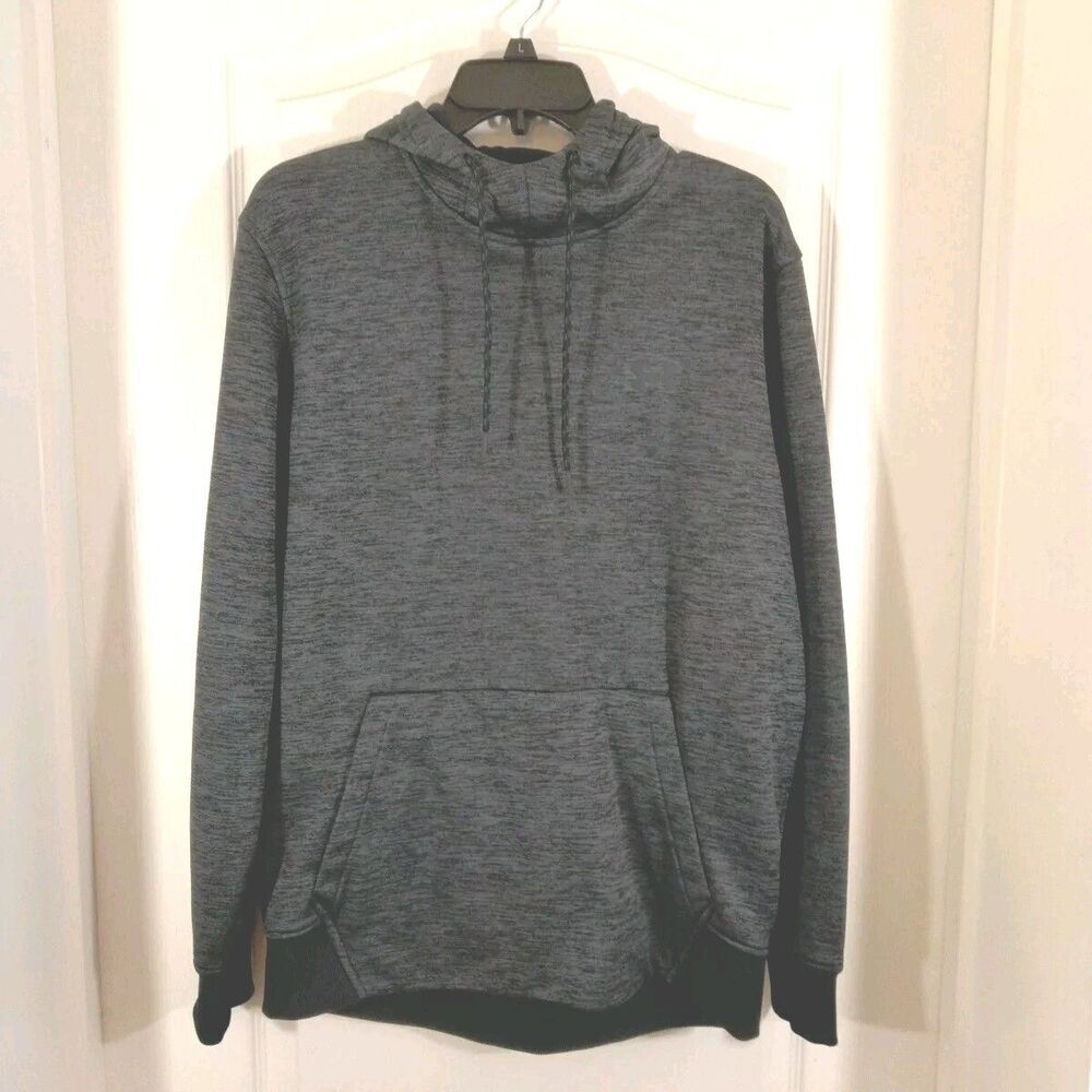Under Armour ColdGear Mens Hoodie Gray Loose Fit Pullover Mock Neck EUC